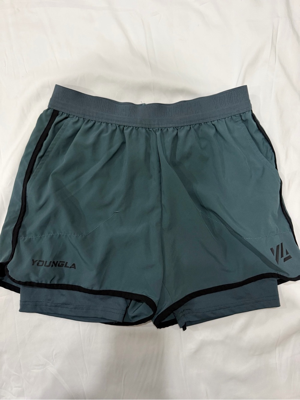 YoungLA Mens Dark Teal Athletic Shorts